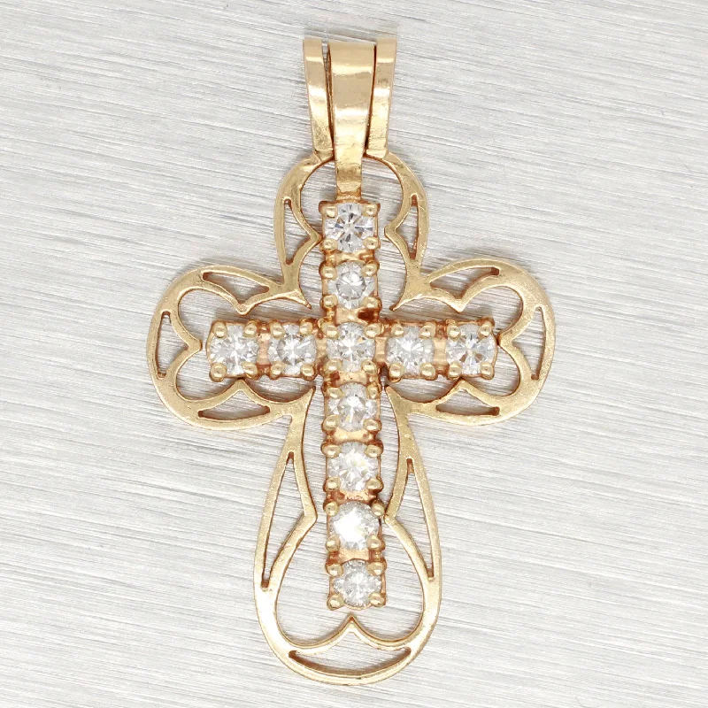 The Perfect Jewelry Piece At The Perfect Price Vintage 0.55ctw Diamond Cross Pendant - 14k Yellow Gold Charm in Bezel The Perfect Jewelry Piece At The Perfect Price Vintage 0.55ctw Diamond Cross Pendant - 14k Yellow Gold Charm in Bezel